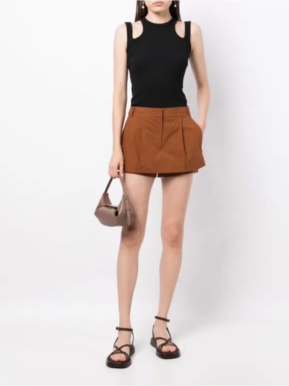 Tibi Rust-Tone Pleated Skort